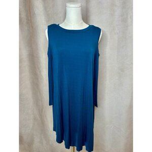 Blossom by P Blue Cold Shoulder Dress Women’s Large Flowy Stretch Casual